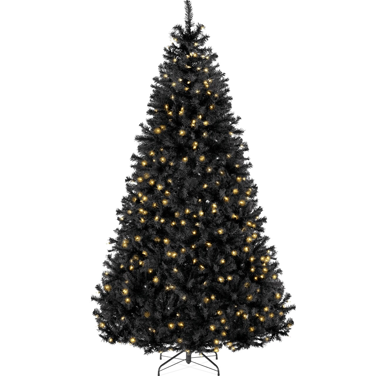 Best Choice Products Pre-Lit Black Christmas Tree, Artificial Holiday Decoration w/ Branch Tips, Incandescent Lights